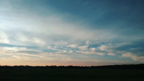 4k beautiful clouds at sunset sunset in Ukraine. Timelapse. Stock Footage 97691327