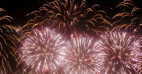 4K - Beautiful colorful firework Stock-Footage 44233635