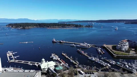 4k Beautiful Docks Ocean and Islands with Boats and Seaplanes Video stock 268678430