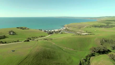 4k Beautiful drone of small seaside town Stock Footage 226878992