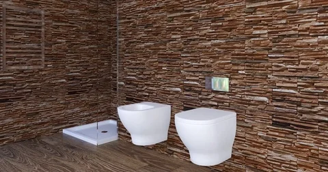 4k. Beautiful master bathroom with shower Stock Footage 73524786