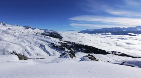 4K Beautiful Mountain Timelapses on a Winter day - Valley with clouds Stock Footage 55767417