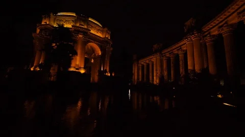 4K, beautiful night image of Palace of Fine Arts in San Francisco,California Stock Footage 101193260