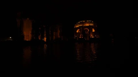 4K, beautiful night image of Palace of Fine Arts in San Francisco,California Stock Footage 101193499