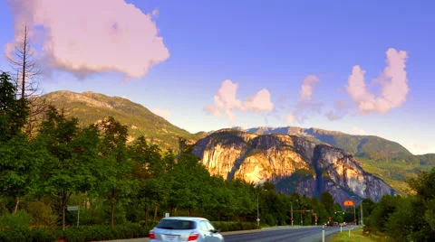 4K Beautiful Sunset on Mountain Range, Squamish BC Stock-Footage 67230615