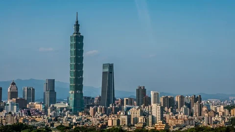 4K Beautiful timelapse view of landscape buildings Taipei 101 from mountain-Dan Stock Footage 87926139