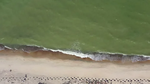 4K beautiful top-down view of the coastline. Stock Footage 132195332