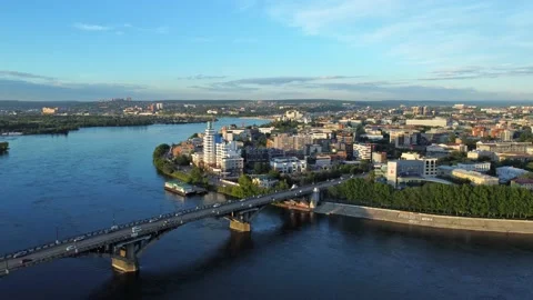 4k Beautiful top view of Irkutsk city on summer day irrl. Stock Footage 219895738
