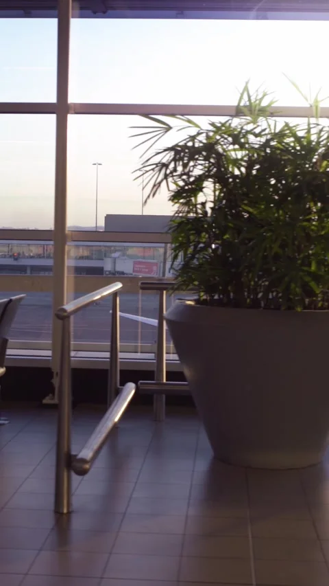 4K Beautiful View Passenger Boarding Area In Amsterdam International Airport Stock Footage 319153516