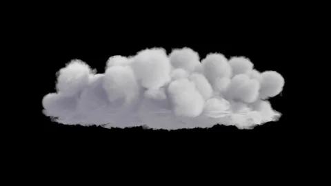 4k beautiful white puffy cloud isolated on black background with alpha Stock Footage 76117023