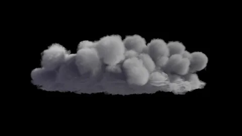 4k beautiful white puffy cloud isolated on black background with alpha Stock Footage 76117026