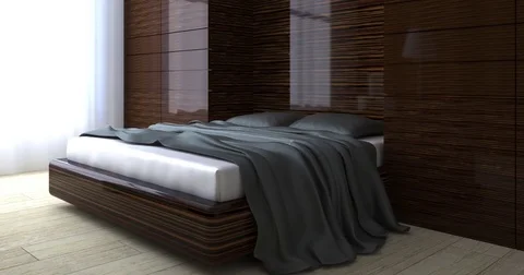 4k. Bedroom interior. Stock Footage 73259689