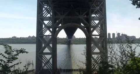 4K - Below George Washington Bridge with hudson river, Manhattan, New York Stock Footage 201974476