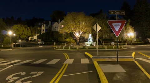 4k Berkeley traffic circle time lapse, static camera and panning camera Stock Footage 36664002