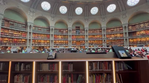 4K Bibliotheque de Recherche Interior Paris V3 Stock Footage 240017699