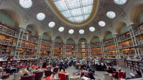 4K Bibliotheque de Recherche Interior Paris Stock Footage 240018152