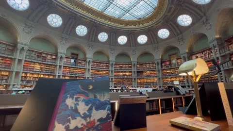 4K Bibliotheque de Recherche Interior Paris V2 Stock Footage 240018153