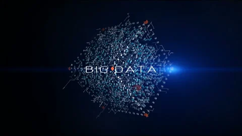 4K big data,cube in the Computing Core with Information Streams. Vídeo Stock 104528151