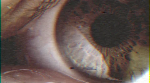 4k - Big eye closeup VHS effect with distortion Stock Footage 63209091