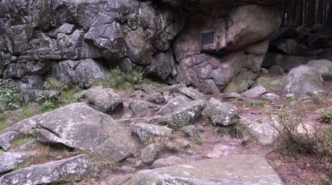 4k Big rocks landscape panning in low mountain range Harz Stock Footage 42674062