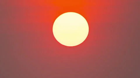 4K Big Sunset close-up time lapse in orange color Stock Footage 246794067