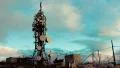 4K big tall communication tower with blue sky and clouds background timelapse 4k or 4k+ Resolution