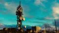 4K big tall communication tower with blue sky and clouds background timelapse HD Footage
