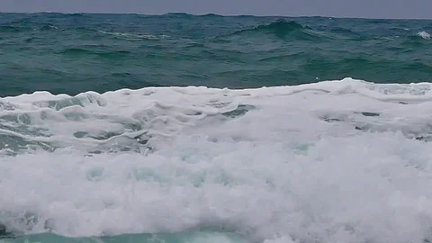 4K Big waves in the sea in the typhoon season at Andaman Sea or Pacific Ocean Video stock 79516602