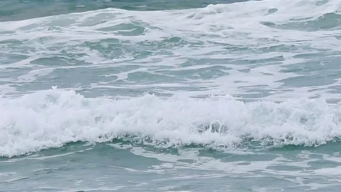 4K Big waves in the sea in the typhoon season at Andaman Sea or Pacific Ocean Video stock 79516779