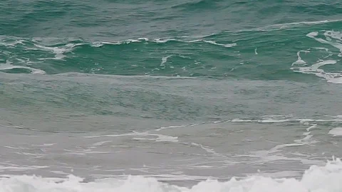 4K Big waves in the sea in the typhoon season at Andaman Sea or Pacific Ocean Видео 79516852