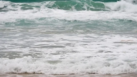 4K Big waves in the sea in the typhoon season at Andaman Sea or Pacific Ocean Video stock 79517039