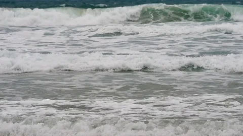 4K Big waves in the sea in the typhoon season at Andaman Sea or Pacific Ocean Video stock 79517117