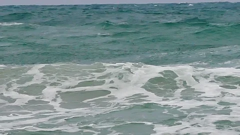 4K Big waves in the sea in the typhoon season at Andaman Sea or Pacific Ocean Stock-Footage 79517380