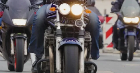 4K - Bikers in the City. Close-up Stock Footage 51648161