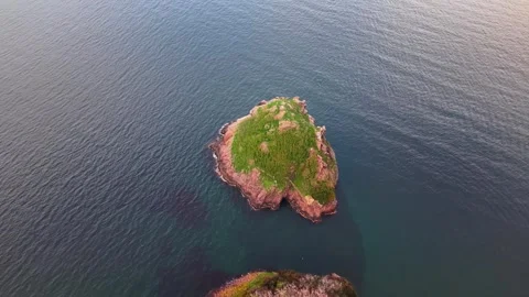 4K Birds Eye Perspective: Lush Green Pearl Island Surrounded by Blue Sea Video stock 334328322