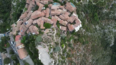 4K Birds Eye View Drone Shot Over Houses In The Mountains Video stock 202466496