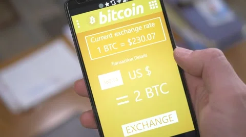 4K Bitcoin Converter in Dollar on Smartphone Mobile Wallet Stock Footage 61668035