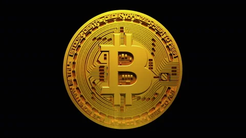 4k Bitcoin Crypto Currency Logo 3D rotates btc coin finance business animation.