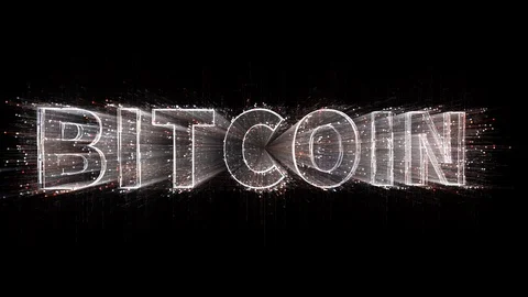 4k BITCOIN word,Matrix binary computer code text design animation. Stock Footage 118646035