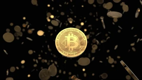 4K Bitcoins Exploding To the Camera With Alpha Channel Stock Footage 130996042