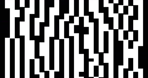 4k black and white background: random moving pixelated stripes. 스톡 동영상 128952173