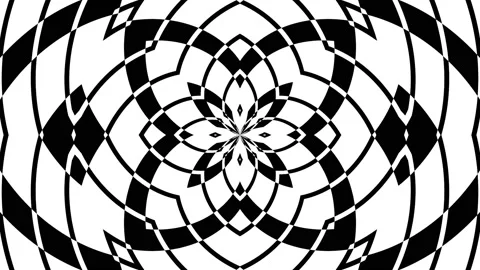 4K Black and White Complex Pattern Illusion Motion Background Loop Stock Footage 195768285