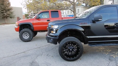 4K Black Ford Pickup Truck F150 Pan Left To Right Stock Footage 89516989