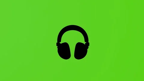 4k black headphone icon isolated on green background Stock Footage 287997598