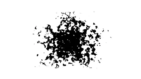 4K Black Ink Drops Descending into Artistic Splash on White Background Stock Footage 345268328