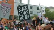 4K Black Lives Matter Sign During Protest Stock Footage