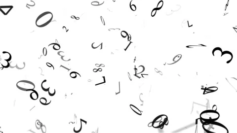4K Black Numbers Floating and Rotating on a White Background, Looping Stock Footage 306808646