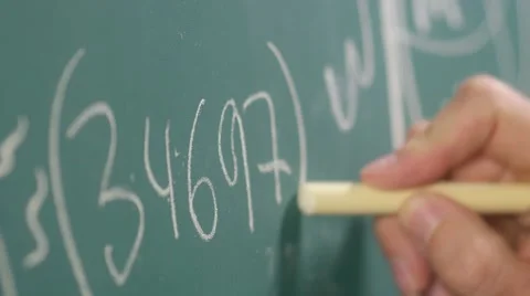 4K Blackboard Making Calculations School Teacher Stock Footage 58189930