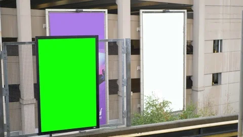 4K Blank Green Screen Billboard Advertisement Plaque Empty Poster Boards Stock Footage 80181469