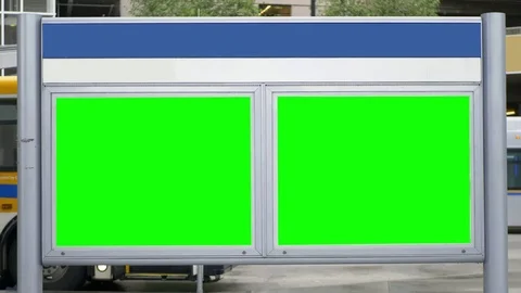 4K Blank Green Screen Chroma Billboard Signs, Blank Train Station Advertisements Stock Footage 80385267